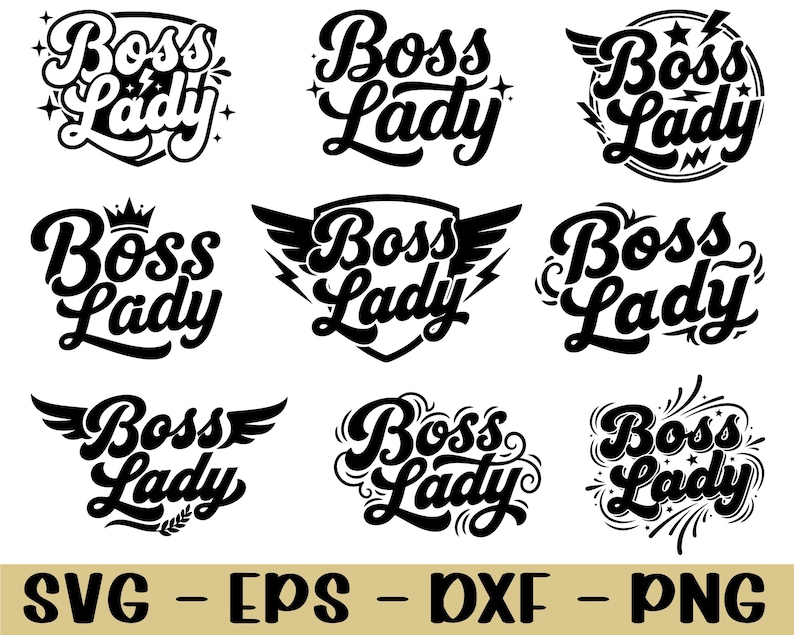 Boss Lady Typography Svg, Dxf, Png - Etsy