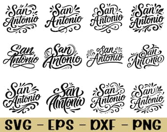 San Antonio Typography Svg, Dxf, Png
