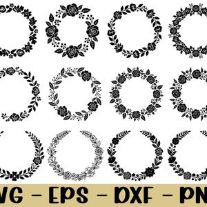 Floral Wreath SVG Bundle, Heritage Silhouette (Digital Download)