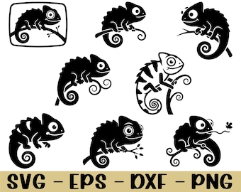 Simple Chameleon Svg, Dxf, Png