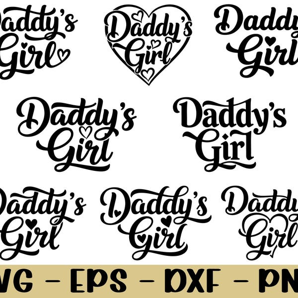 Daddy's Girl Typography Svg, Dxf, Png