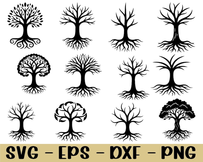 Simple Tree With Roots Svg, Dxf, Png - Etsy