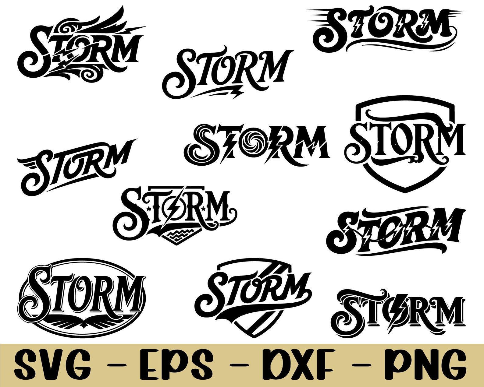 Storm Typography Svg, Dxf, Png - Etsy