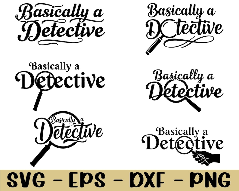 Detective Text Design Basically a Detective Typography Svg, Dxf, Png - Etsy