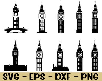 London Big Ben Svg, Big Ben Silhouette, Dxf, Png