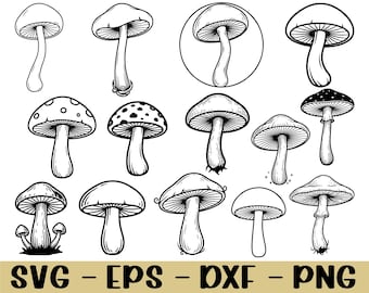 Paddenstoel Svg, paddestoelsilhouet, dxf, png