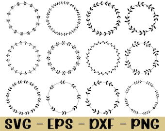 Single Stem Floral Wreath Svg, Wreath Silhouette, Dxf, Png