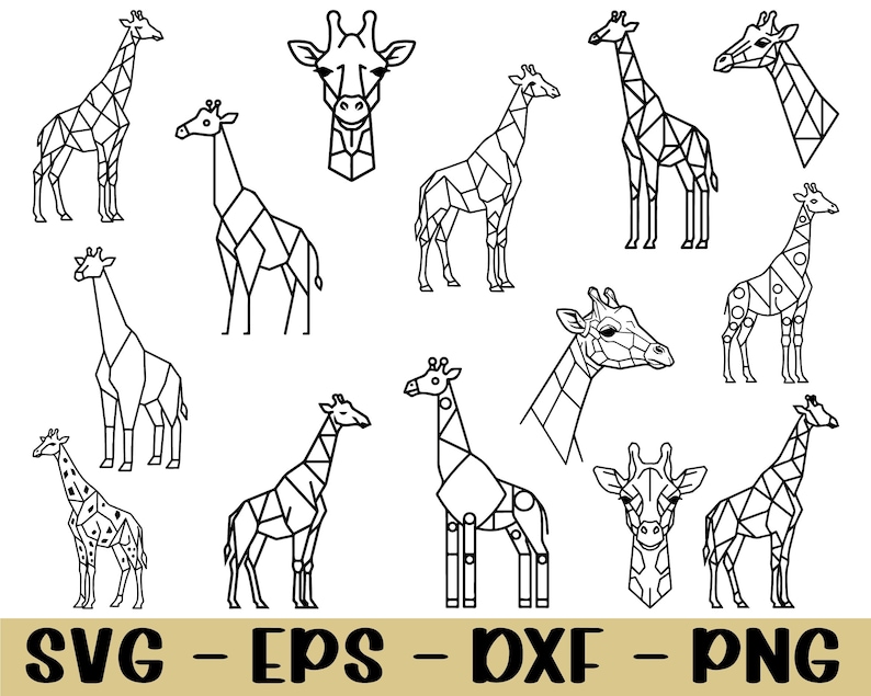 Rectangle Giraffe Geometric Shape Giraffe Svg, Dxf, Png - Etsy