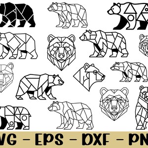 Geometrisk björn Svg, björnsilhuett, Dxf, Png