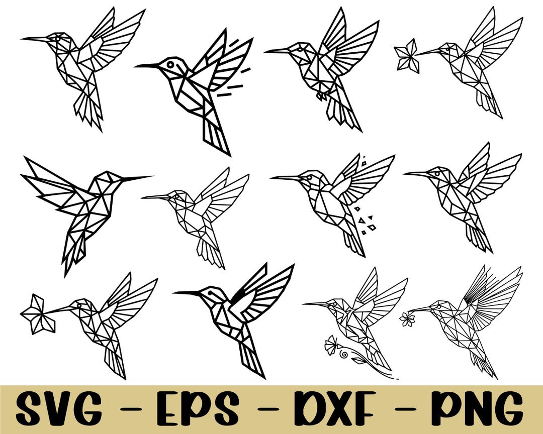 Hummingbird Geometry Geometric Hummingbird Svg, Dxf, Png - Etsy
