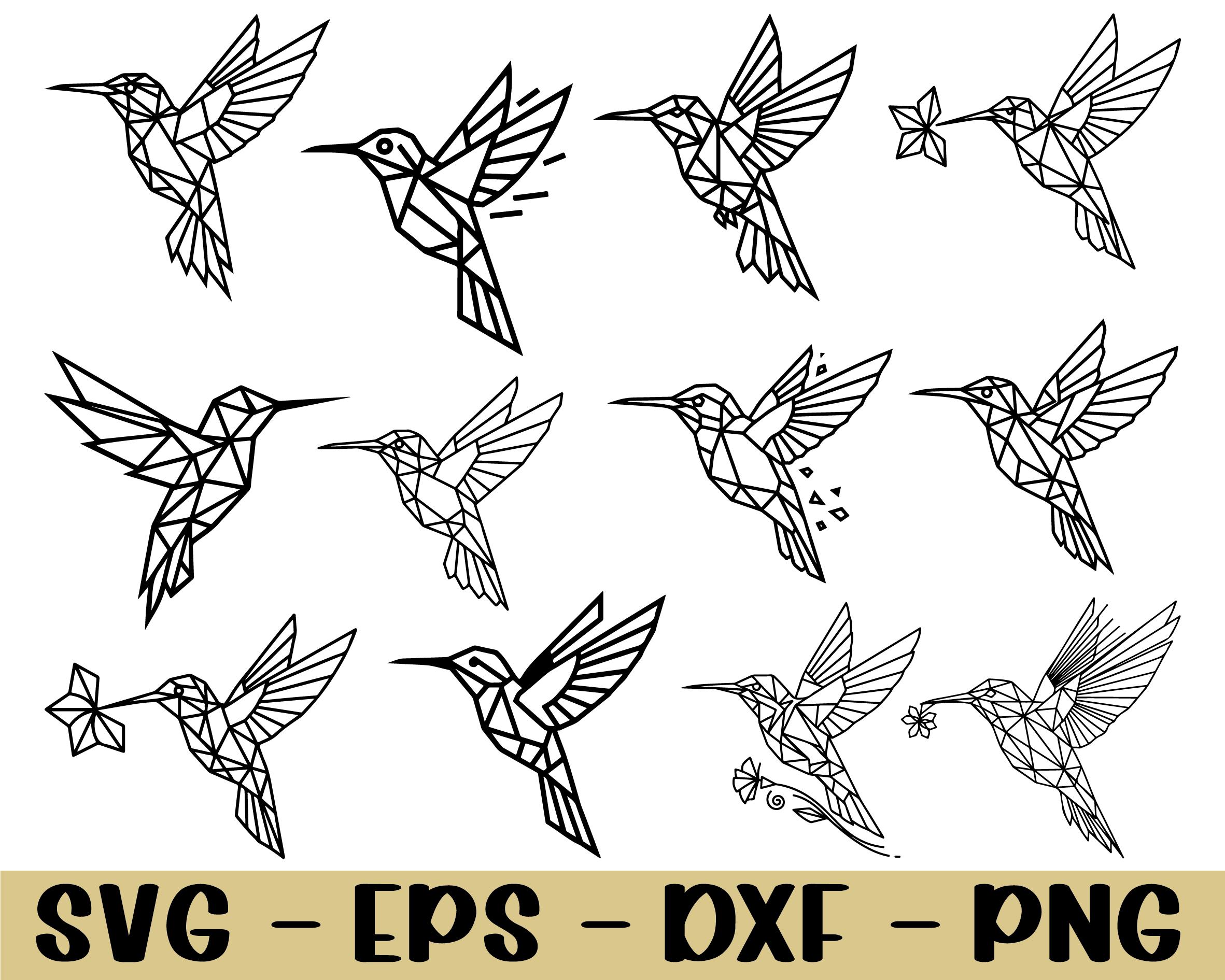 Geometric Hummingbird Svg, Dxf, Png - Etsy