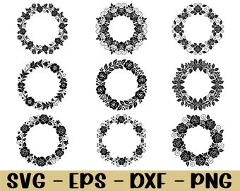 Victorian Floral Wreath Svg, Dxf, Png