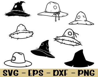 Scarecrow Hat Svg, Scarecrow Hat Silhouette, Dxf, Png
