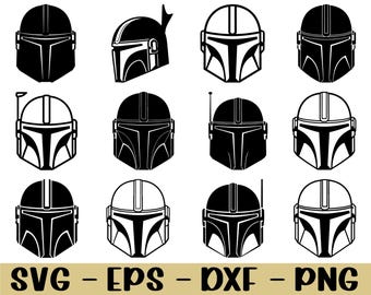 Mandalorian Helmet Svg, Mandalorian Helmet Silhouette, Dxf, Png
