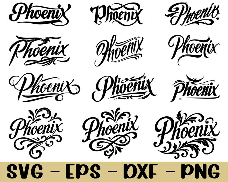 Phoenix Typography Svg, Phoenix Text Silhouette, Dxf, Png - Etsy