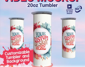 20oz Tumbler Video Mockup: 3D Animated Design (Digital Download)