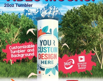 20oz Tumbler Video Mockup, Customizable 3D Animation (Blender File)