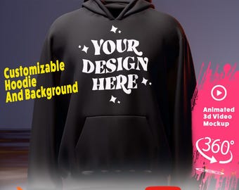Animated Hoodie Video Mockup: Customizable Front & Back (Blender File)