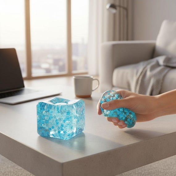 Ice Cube Stress Ball, Slow Rise Sensory Squishy, Anxiety Relief