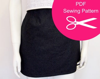 Pencil Skirt - Sewing Pattern - Instant PDF Download - Womens Fashion Mini Skirt