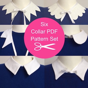 Collar Set Sewing Pattern - Instant PDF Download - Six Designs - Peter Pan Shirt Collar