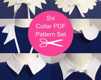 Collar Set Sewing Pattern - Instant PDF Download - Six Designs - Peter Pan Shirt Collar