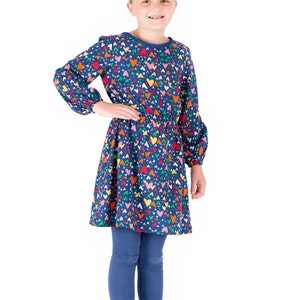 Girls Tunic Dress Pattern with Sleeves - Easy Sewing - Ages 3 - 12 incl - Beginners Sew - Instant PDF Download - Multi Size Kids