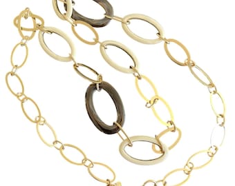 Y2K Gold Chain Belt Tortoise Shell Acrylic Links Belt Neutral Boho Chic