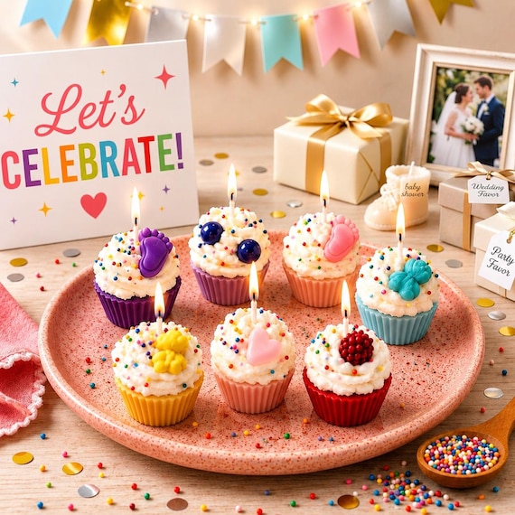 Mini Cupcake Candle Favors – Handmade Scented Soy Wax