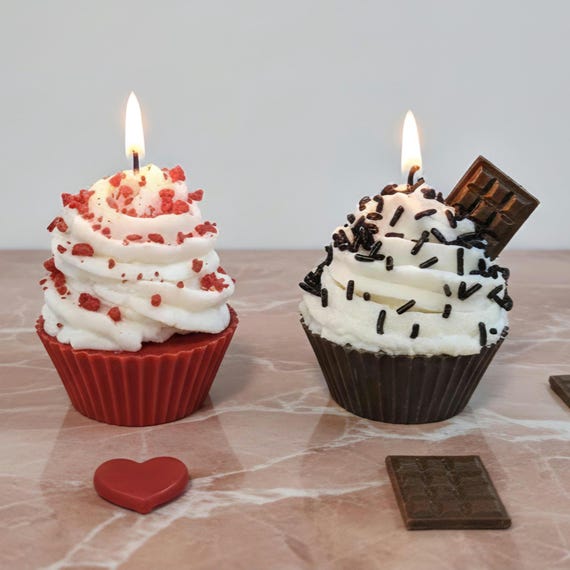 Custom Soy Wax Cupcake Candles, Handcrafted Party Favors