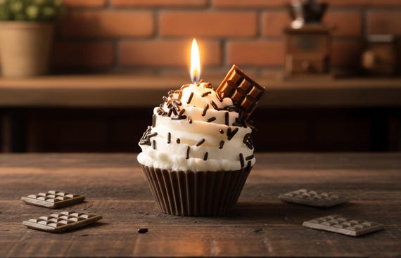 Decadent Chocolate Vanilla Cupcake Candle, Dual Scented Soy Wax, Personalized Gift