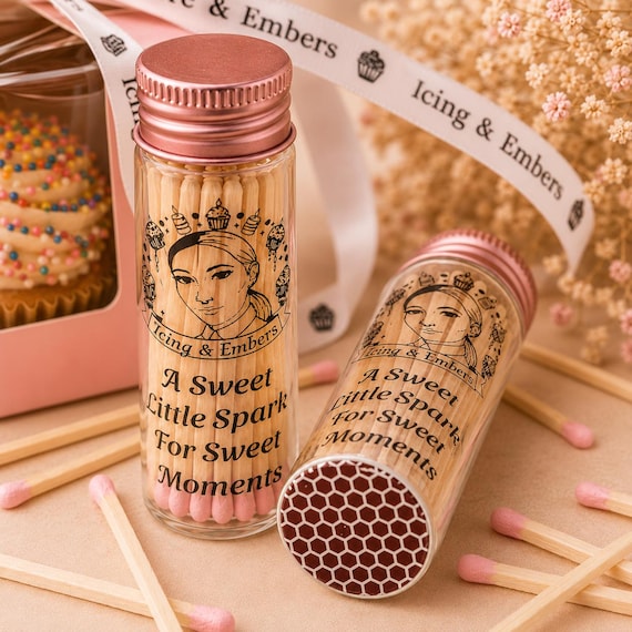 Luxury Rose Gold Matches | Pink Tip Safety Matches in Glass Vial | Candle Add On