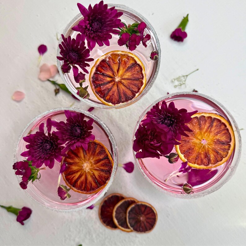 bachelorette ideas to elevate mocktails Bulk Dehydrated Blood Orange Slices - Dried Ruby Red Orange for Cocktails and Decor 80+ pieces on a tables