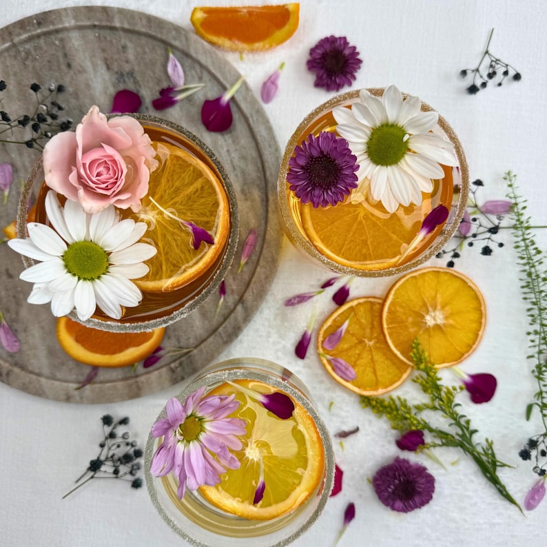 drink styling with dehydrated oranges