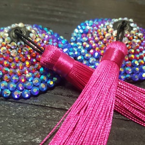 Nipple tassels ultra sparkley rhinestoned ab rainbow