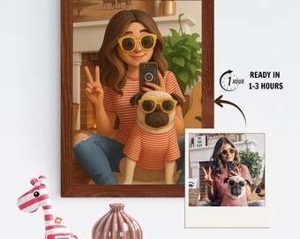 Custom Pixar Style Pet Portrait: Animated Dog Lover Gift (Digital Download)