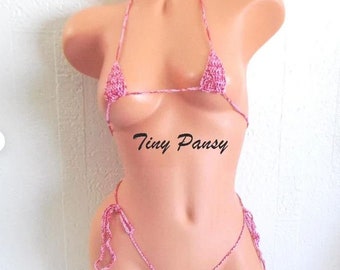 Extreme Micro G-string Bikini, 1.5 inches Itty Bitty Tiny Micro Thong Bikini Multicolors
