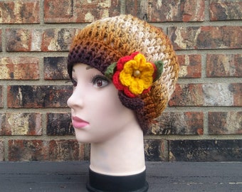 Crochet Autumn Beanie Hat by Vikni Designs