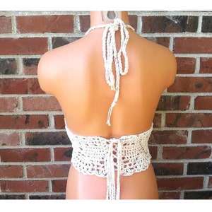 Crochet Halter Top, Nude Tan Blend Festival Crochet Top by Vikni - Etsy