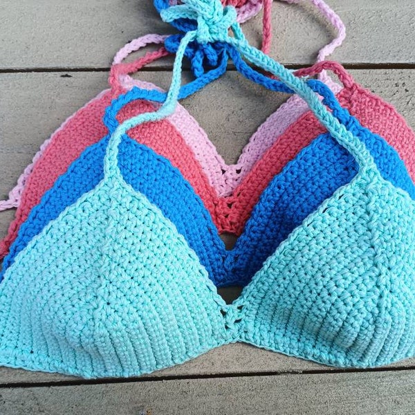 Crochet Bikini Top, Bralette Top, Multicolor Crochet Bra by Vikni Designs