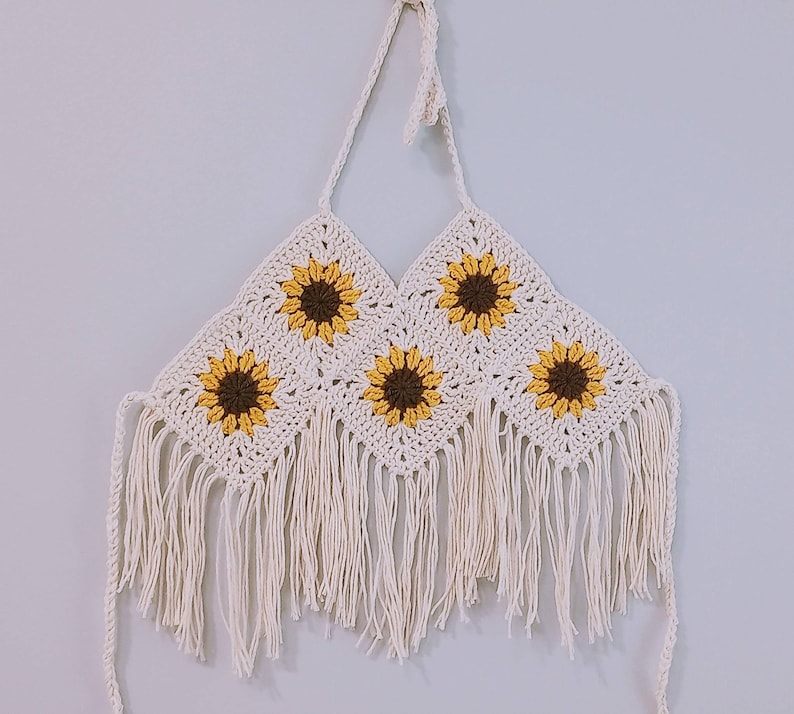 Crochet Sunflower Top, Boutique top for Kids, Summer Kids Top by Vikni Designs Sunflower