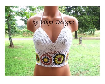 Festival Flower Crochet Top by Vikni Designs