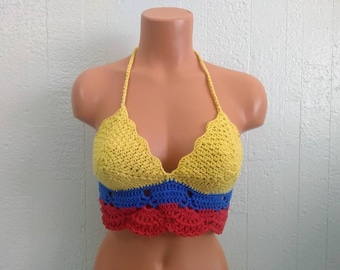Crochet Colombia Crop Top, Backless Crochet Top by Vikni Designs