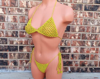 Fishnet See thru Swimwear, Cheeky Private Beach Bikini by Vikni Designs