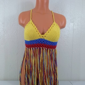 Crochet Colombia Flag Top, Crochet Halter Top by Vikni Designs