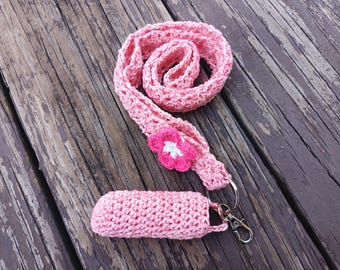 Crochet Lanyard w/ lipstick holder, Badge holder, Office accessories by Vikni Designs. Lipstick and Badge are NOT includes