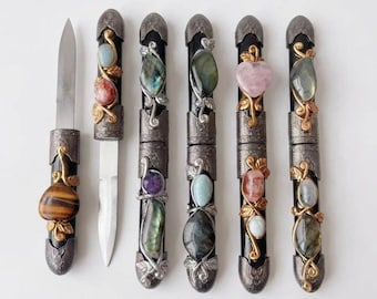 Crystal Dagger,Quarzkristall,hand geschnitzt,Crystal Messer,Geschenke für Vater