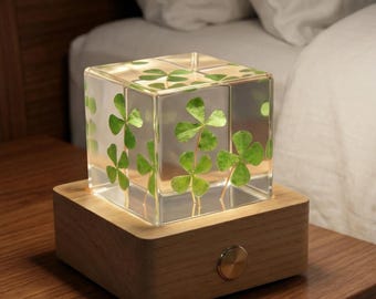 Personalized Four Leaf Clover Resin Cube, Lucky St Patrick’s Day Gift, Custom Clover Keepsake for Good Luck, Lucky Gift, Graduation Present