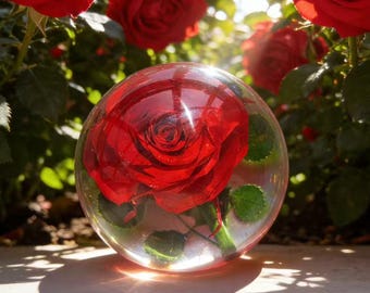 Real Red Rose in Resin Dome, Eternal Rose Home Decor, Anniversary Gift for Her, Romantic Keepsake, Wedding Decor, Unique Flower Display