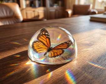 Real Butterfly Resin Dome, Black Veined Butterfly Display, Nature Inspired Specimen Decor, Prism Resin Art, Butterfly Collector Gift